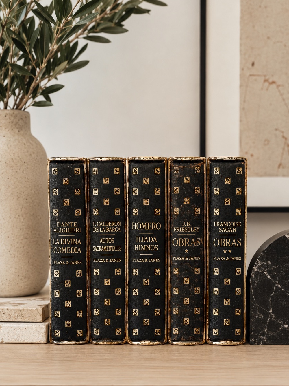 Vintage Plaza & Janés Spanish Literature Collection 5 Books Decorative Slipcases